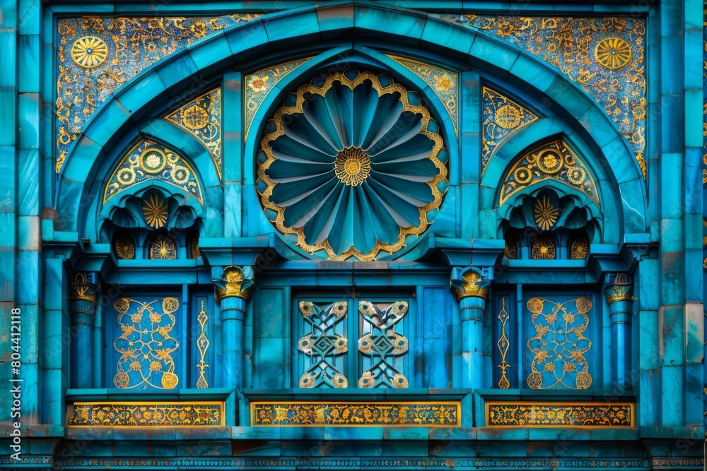 Obraz premium Islamic Patterns and AI Technology Merge in Stunning 4K Background