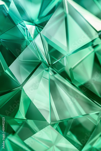 abstract polygonal design of emerald green and mint green, ideal for an elegant abstract background
