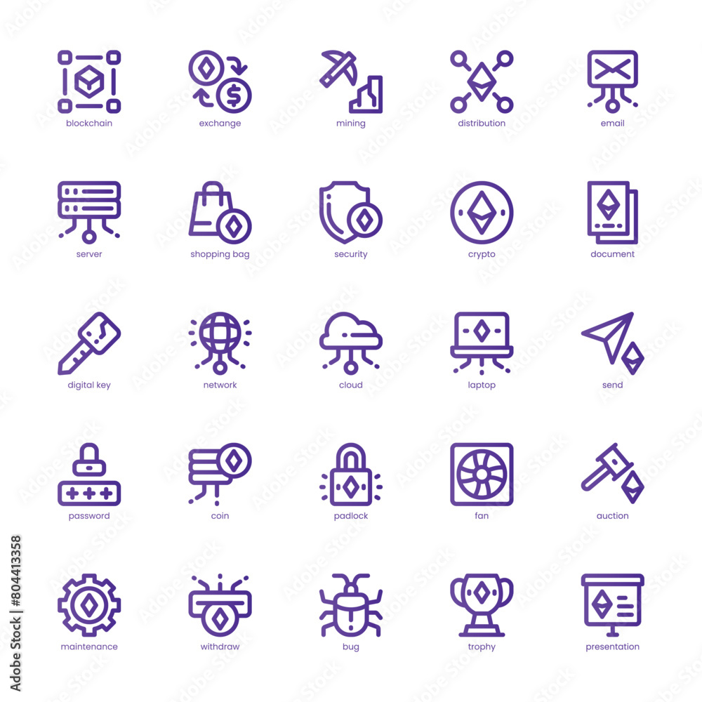 Blockchain icon pack for your website, mobile, presentation, and logo design. Blockchain icon basic line gradient design. Vector graphics illustration and editable stroke. Blockchain icon pack for your website, mobile, presentation, and logo design. Blockchain icon basic line gradient design. Vector graphics illustration and editable stroke.