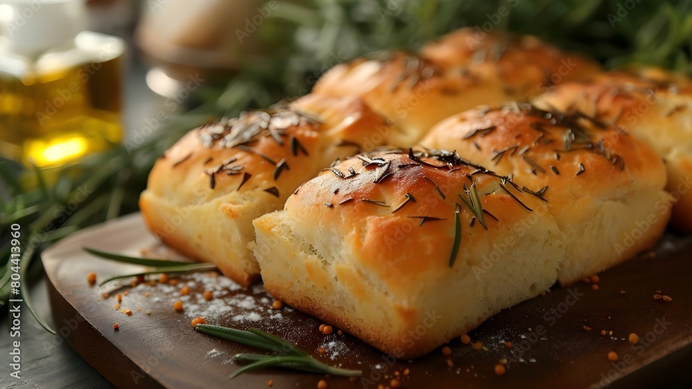 Enhance gut health and overall wellness with natural rosemary olive oil bread. Concept Gut Health, Wellness, Natural Foods, Rosemary Olive Oil Bread, Recipe