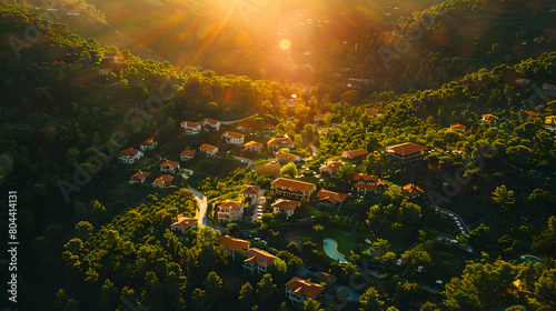 Tranquil Retreats  Aerial Views of Peaceful Landscapes for Wellness and Meditation Centers