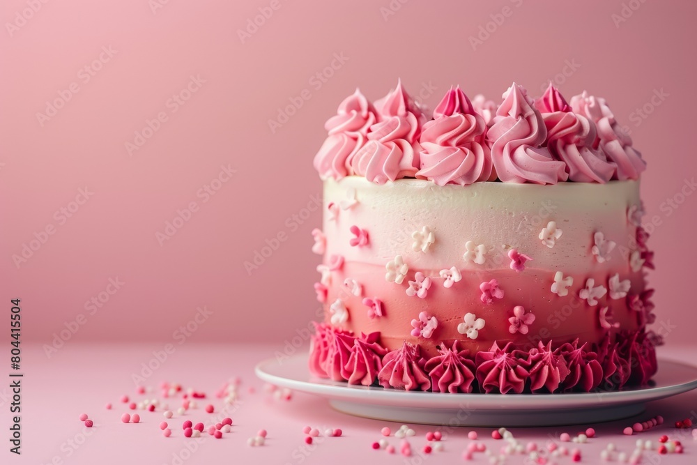 Pink and White Cake on Plate Pink and White Cake on Plate