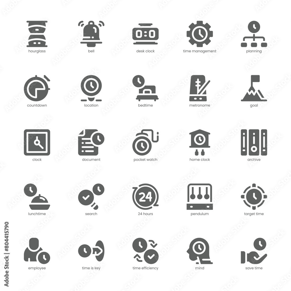 Schedule and Plan icon pack for your website, mobile, presentation, and logo design. Schedule and Plan icon glyph design. Vector graphics illustration and editable stroke.