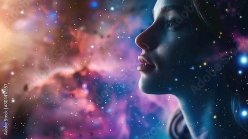 space background fantasy woman AI generated