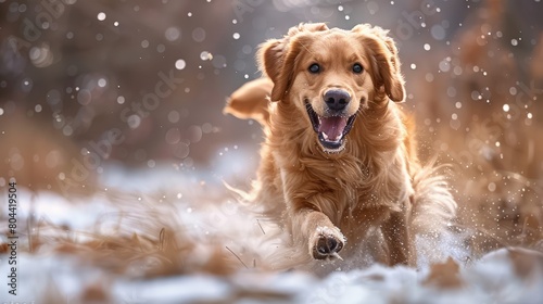 Dog running in snowy field © Corri Seizinger