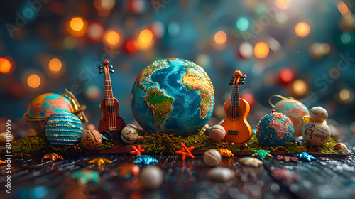 Happy World Music Day Musical Instruments, World Music Day featuring iconic instruments from various cultures and regions 
