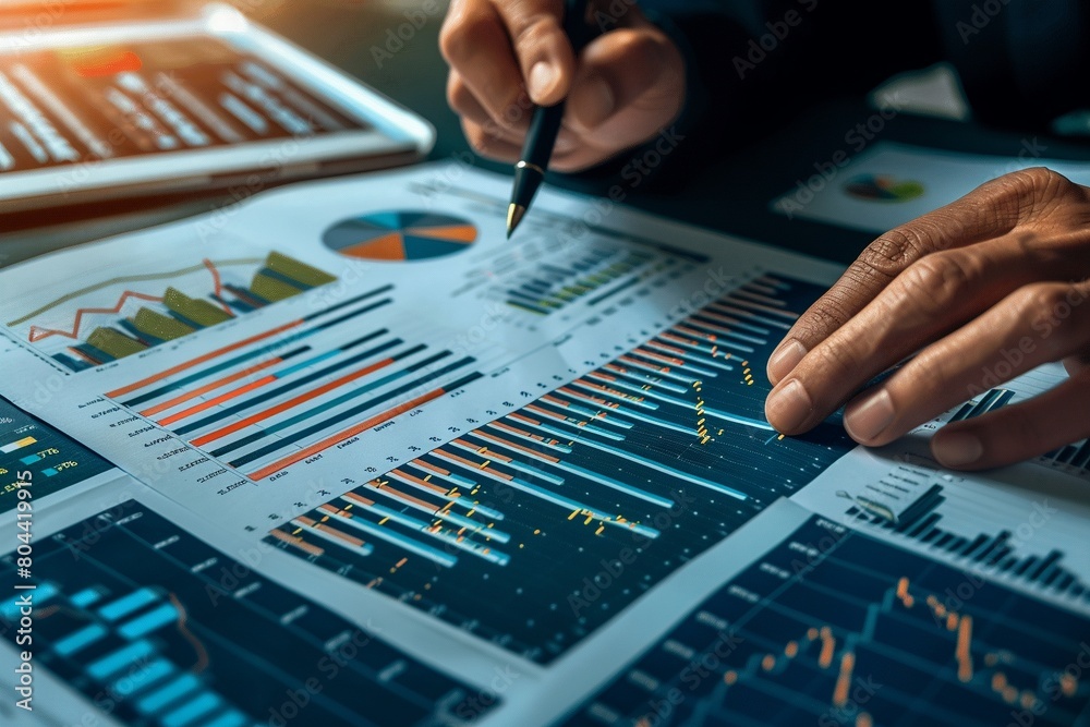 Writing a financial report, business accounting concept. Writing a financial report, business accounting concept.