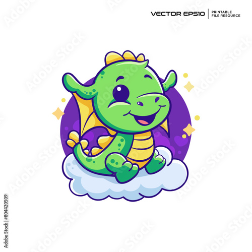 cute baby green dragon  character  mascot  logo  vector  design  illustration  eps 10