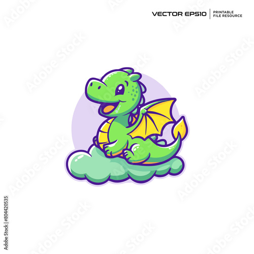 cute baby green dragon, character, mascot, logo, vector, design, illustration, eps 10
