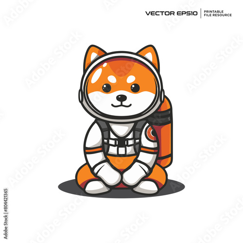 cute shiba inu astronaut dog, character, mascot, logo, vector, design, illustration, eps 10