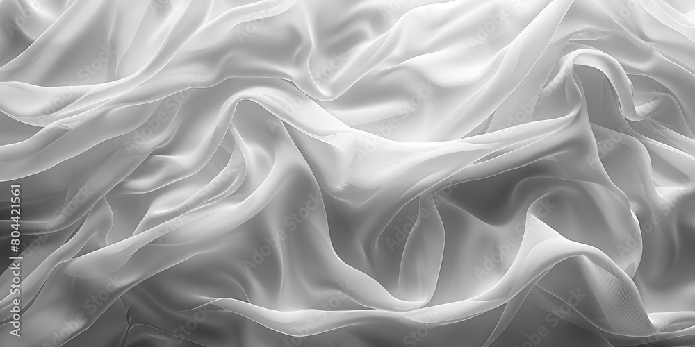 Obraz premium bright white fabric material in wavy layers of abstract background with dark shadows