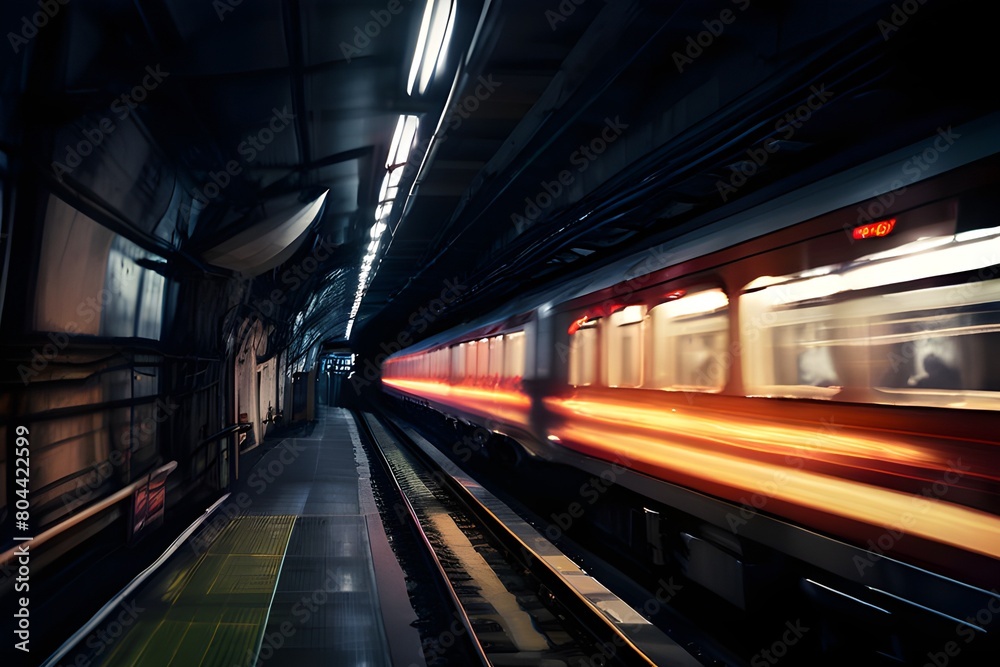 Motion blur in a metro tube
