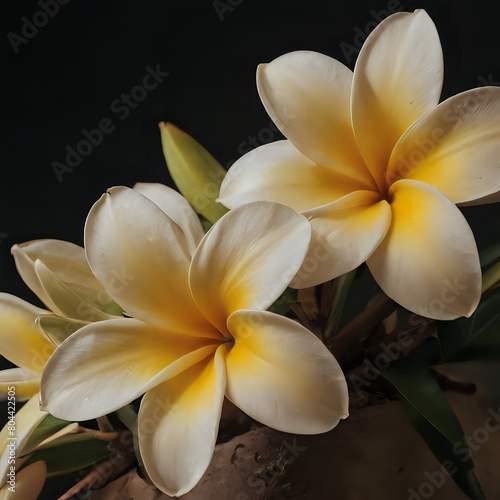 a two yellow flowers in a vase on a table