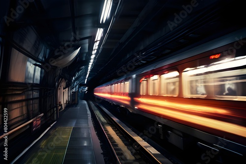Motion blur in a metro tube 
