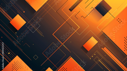 orange abstract square banner Mordan background. 