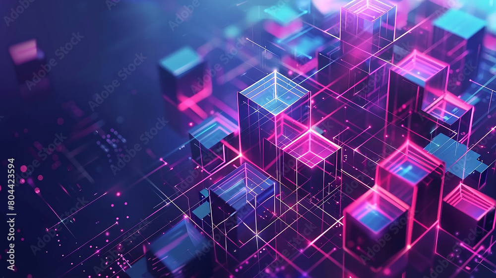 Abstract, blockchain and online storage technology for data, 3D Abstract Modern Background. 3d technology futuristic digital graphic concept blue square, line technology Wireframe background. Abstract, blockchain and online storage technology for data, 3D Abstract Modern Background. 3d technology futuristic digital graphic concept blue square, line technology Wireframe background.