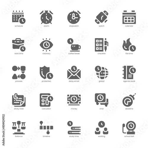 Schedule and Plan icon pack for your website, mobile, presentation, and logo design. Schedule and Plan icon glyph design. Vector graphics illustration and editable stroke. © Yaprativa