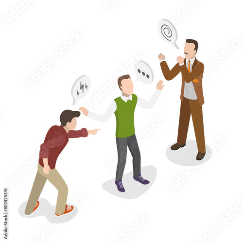 Konstfotografi 3D Isometric Flat  Illustration of Mediator Man, Conflict Management and Mediati