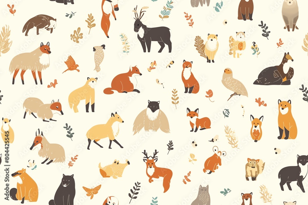 Colorful creatures seamless design pattern