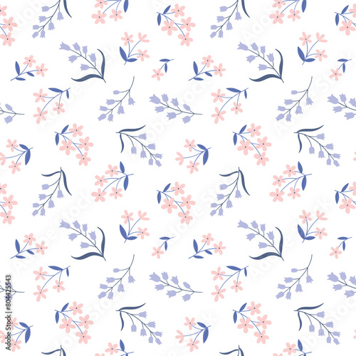 Vector decorative flowers seamless pattern design for fabric  wallpaper or wrapping paper.