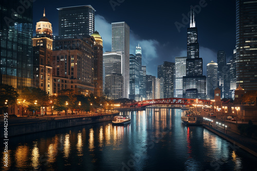 Chicago Downtown at Night