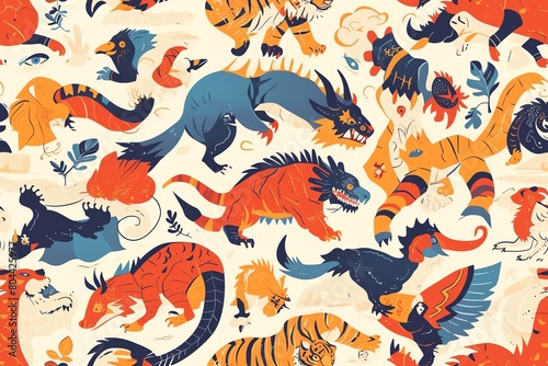 Whimsical wildlife seamless background design