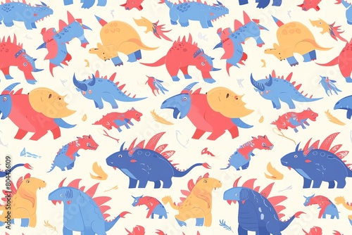 Fun and fanciful creature seamless pattern