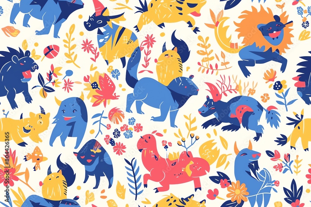Unique animals seamless pattern for creative projects Unique animals seamless pattern for creative projects