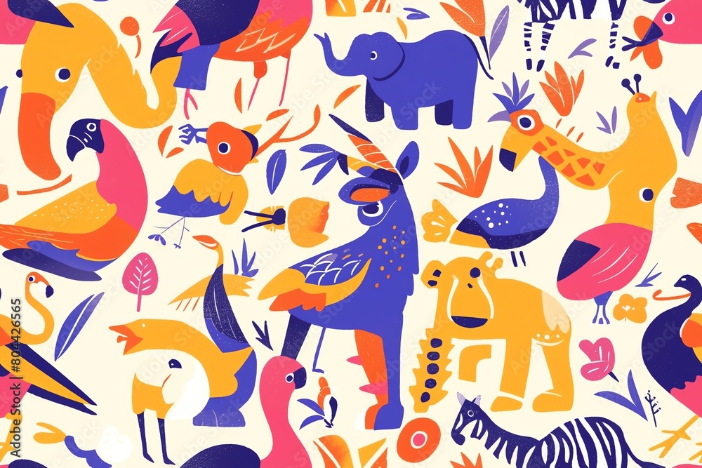 Bright and bold animal seamless design