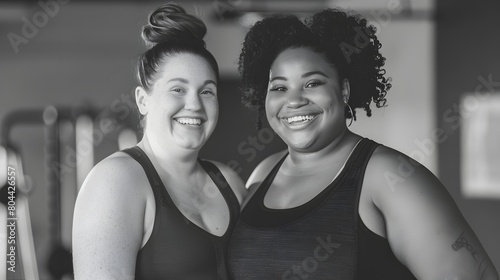 Women of Different Shapes Embrace Fitness and Friendship in Documentary Photography Generative ai photo