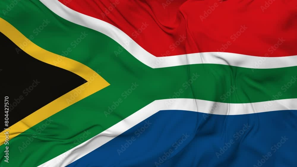 South Africa Flag waving animation seamless loop. 4K South Africa Flag waving animation seamless loop. 4K