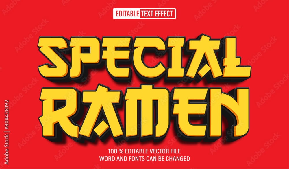 Editable 3d text style effect - Special Ramen text effect Template