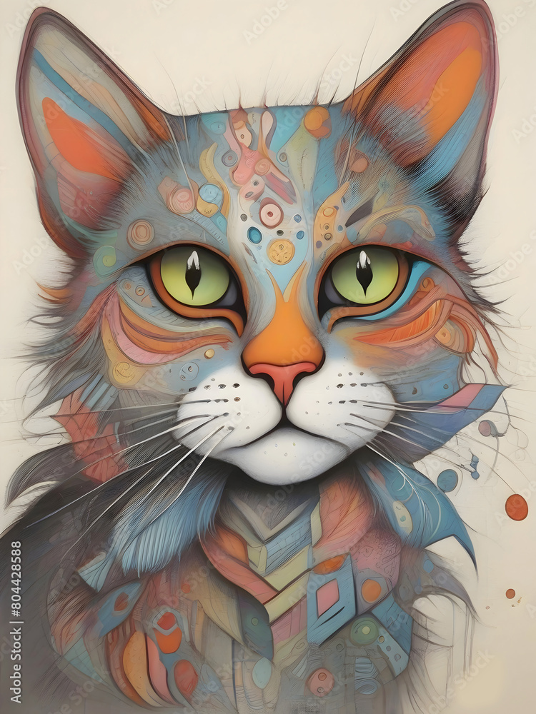 Fototapeta premium Cat Surreal Illustration Animal Art