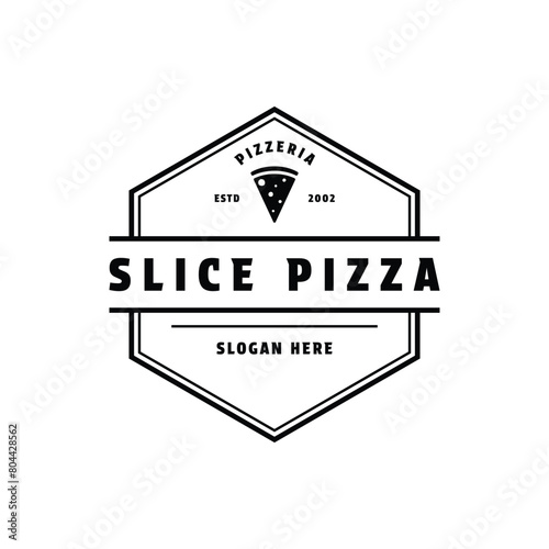 Slice pizza logo design vintage retro bagde style	