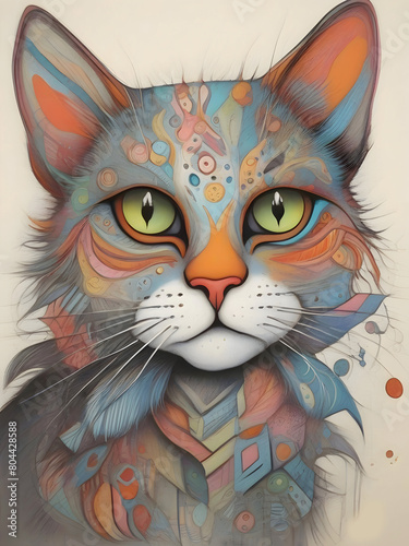 Cat Surreal Illustration Animal Art