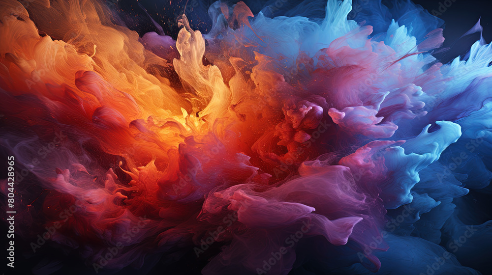 Obraz premium Abstract Flame Exploding Multi Coloured Ink Paint on Background