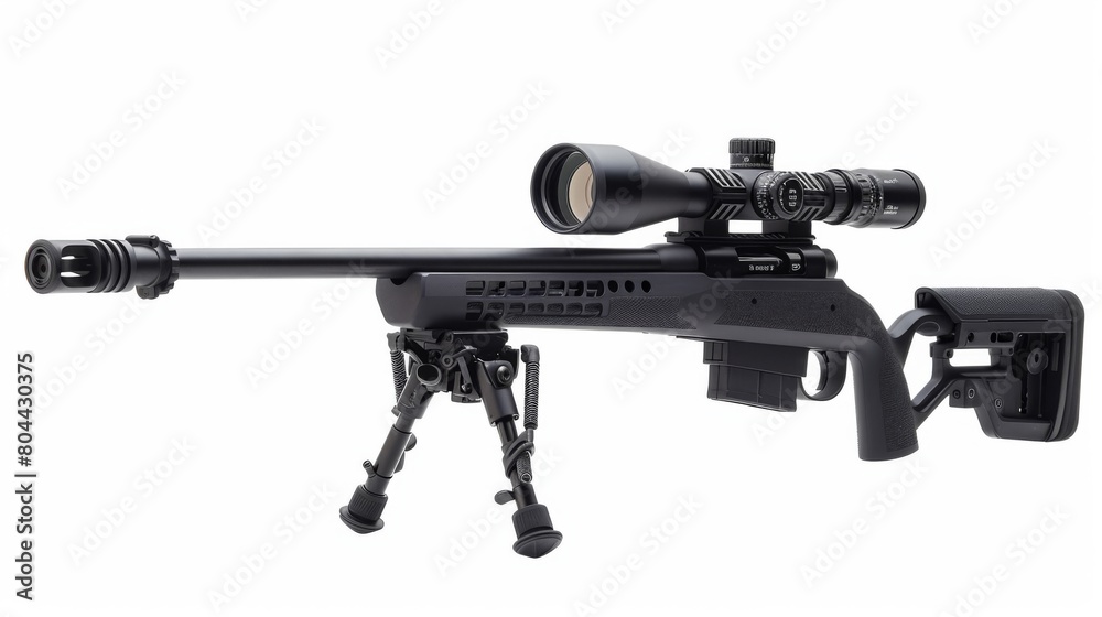 Sniper scope equipped with measuring marks, on a white background Sniper scope equipped with measuring marks, on a white background