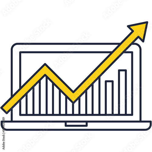 Stock market analysis icon vector flat computer