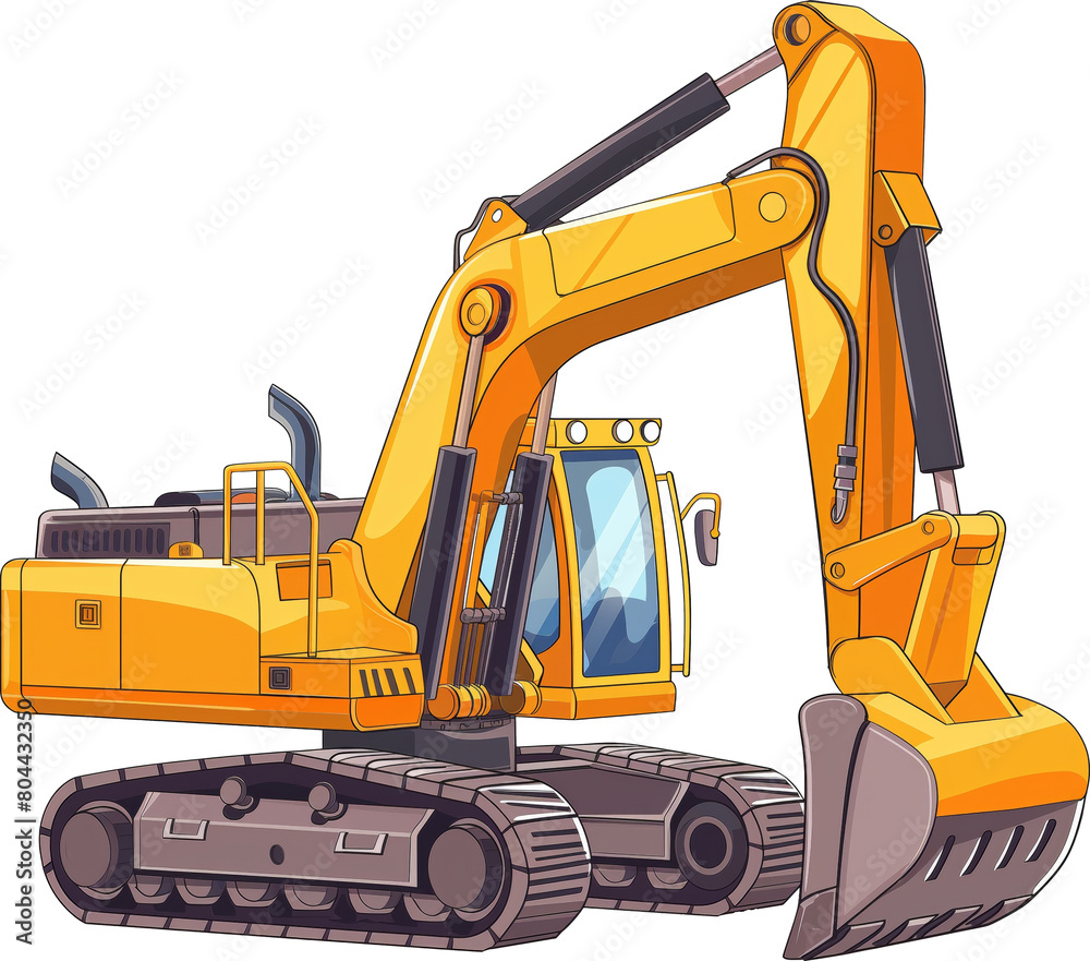 Illustration of an excavator isolated. Illustration of an excavator isolated.