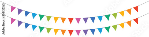 Free Download Carnival garland with flags isolated on white background. Decorative colorful pennants for birthday celebration, festival and bright decoration. - GFXLoad