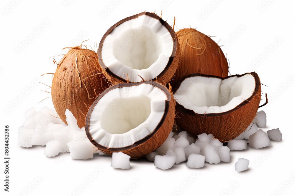 Coconut pieces isolated on transparent png Coconut pieces isolated on transparent png