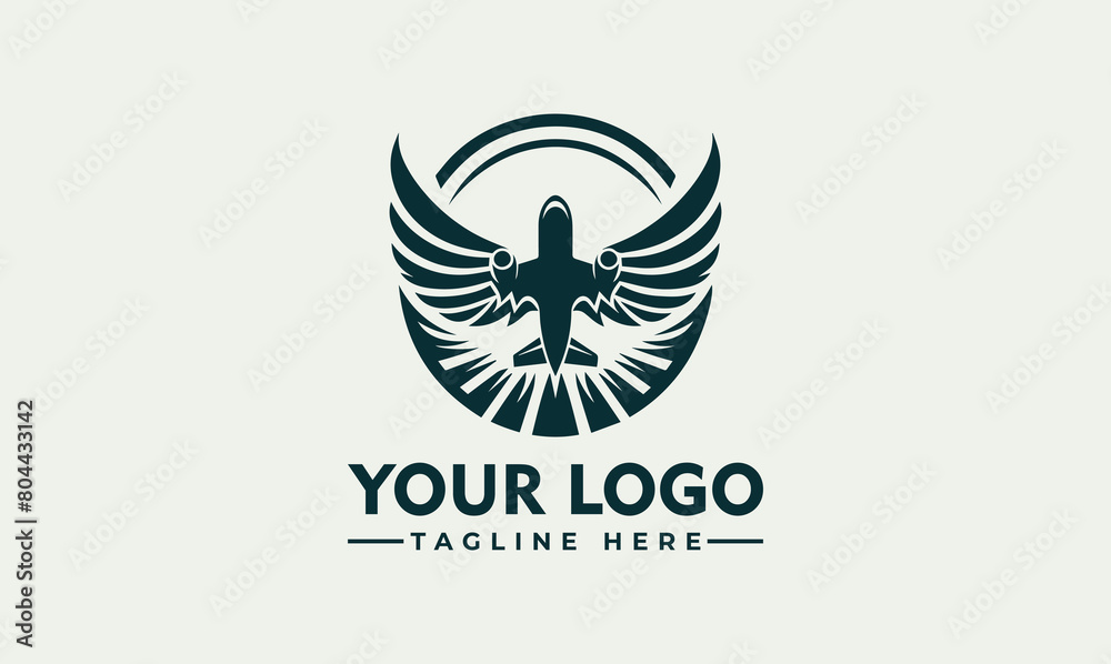 airplane vector logo design airplane with spread wings