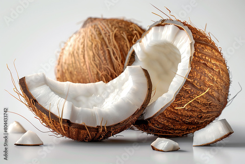 Coconut split  one half  isolated on transparent background ..