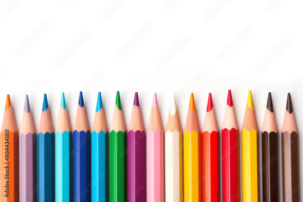 Colored pencils isolated on white background with copy space for your text. Colored pencils isolated on white background with copy space for your text.