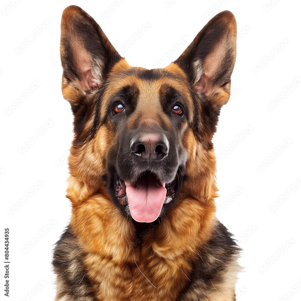 stockphoto, german shepherd on a transparent background. Beautiful portrait of a German shepherd dog . Animal design element.