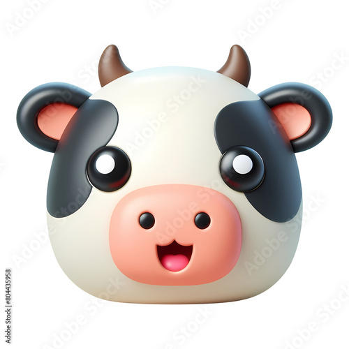 3d happy cow emoji icon. Realistic 3d high quality isolated render  