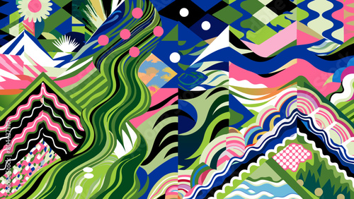 Colorful Abstract Geometric Nature Pattern Wallpaper
