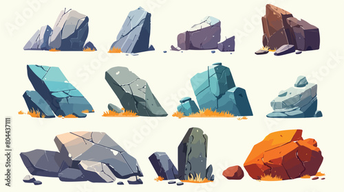 Rocks and stones elements collection set. Vector il