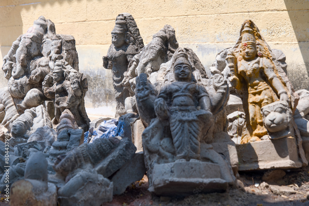 Sculptures of the gods in the courtyard of the temple Sculptures of the gods in the courtyard of the temple