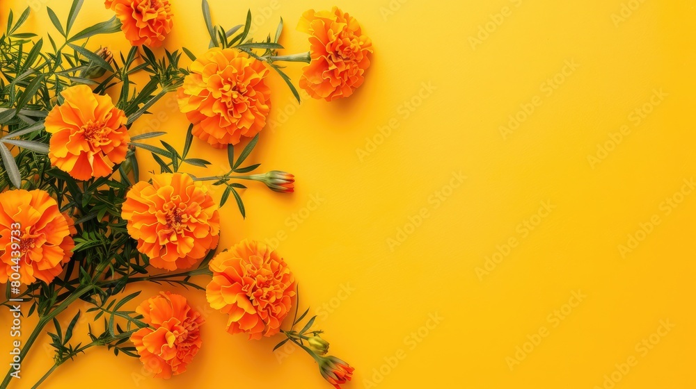 orange flowers flat lay from above with copy space for text for design template flyer banner advertising orange flowers flat lay from above with copy space for text for design template flyer banner advertising